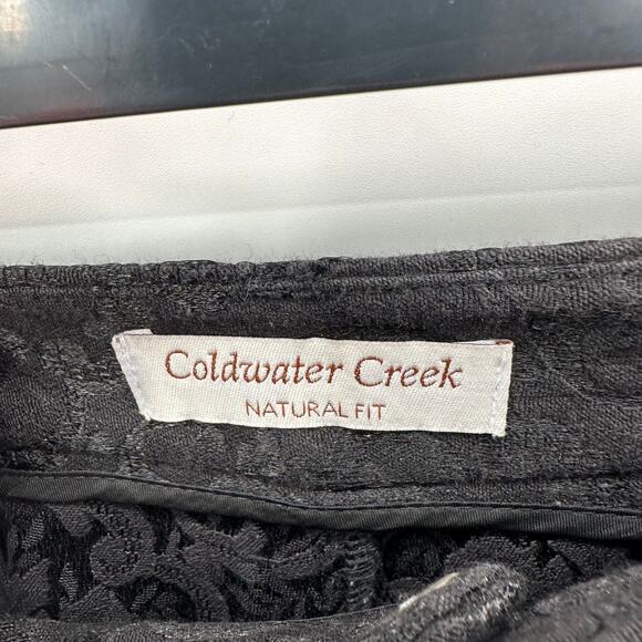 Coldwater Creek Natural Fit Black Jacquard Straight Leg Pants // 12 - Picture 4 of 9